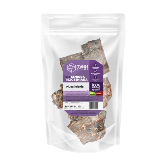 suszony gryzak dla psa płuca jelenia w opakowaniu doypack