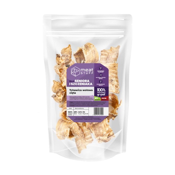 suszony gryzak dla psa tchawica wołowa cięta w opakowaniu doypack