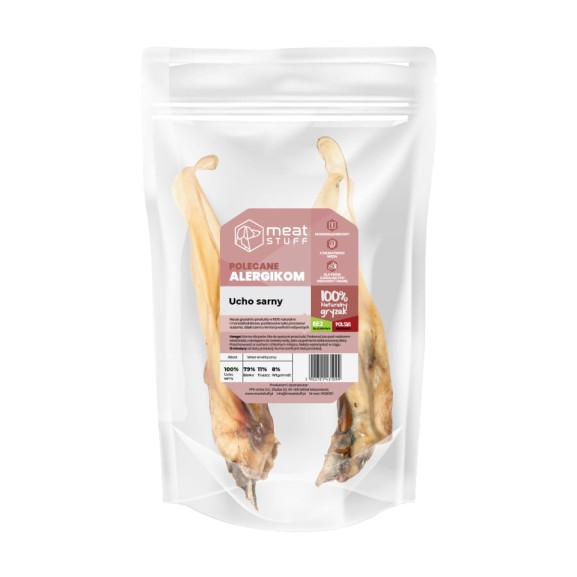 suszony gryzak dla psa ucho sarny w opakowaniu doypack